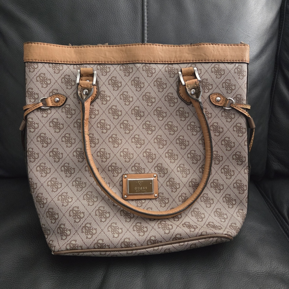 Guess Brown and Tan Tote Bag